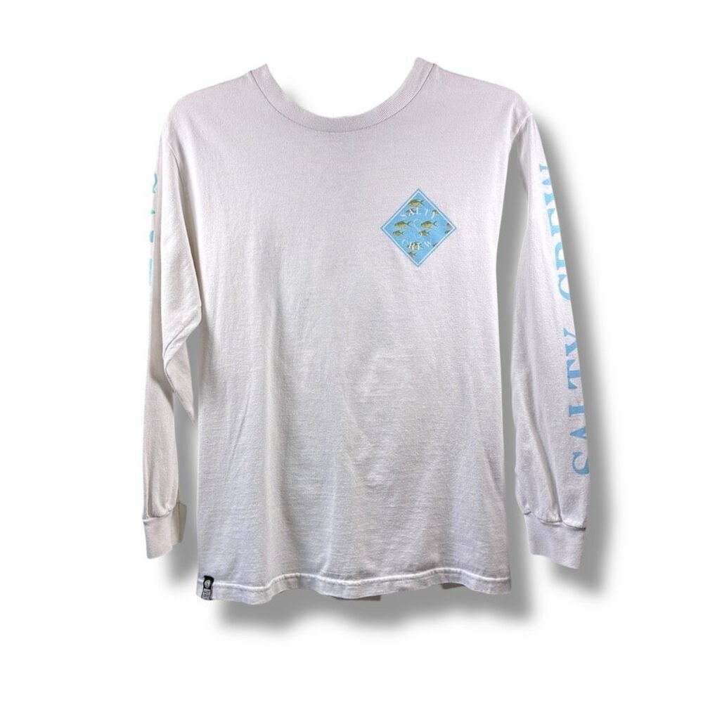 Salty Crew Long Sleeve Diamond Marlin Tee in White Size S